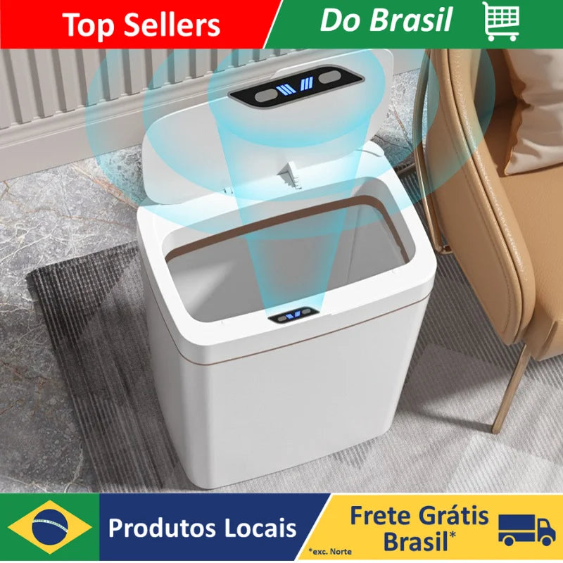 Lixeira Inteligente com Sensor Automático de Aproximação - Casa Quarto Banheiro Cozinha Escritório - 12 Litros